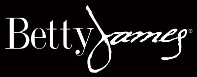 Betty James white on black logo